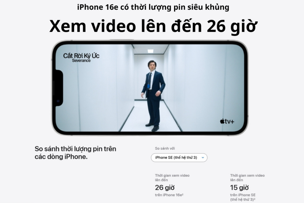 Kết nối và thời lượng pin ấn tượng trên iPhone 16e