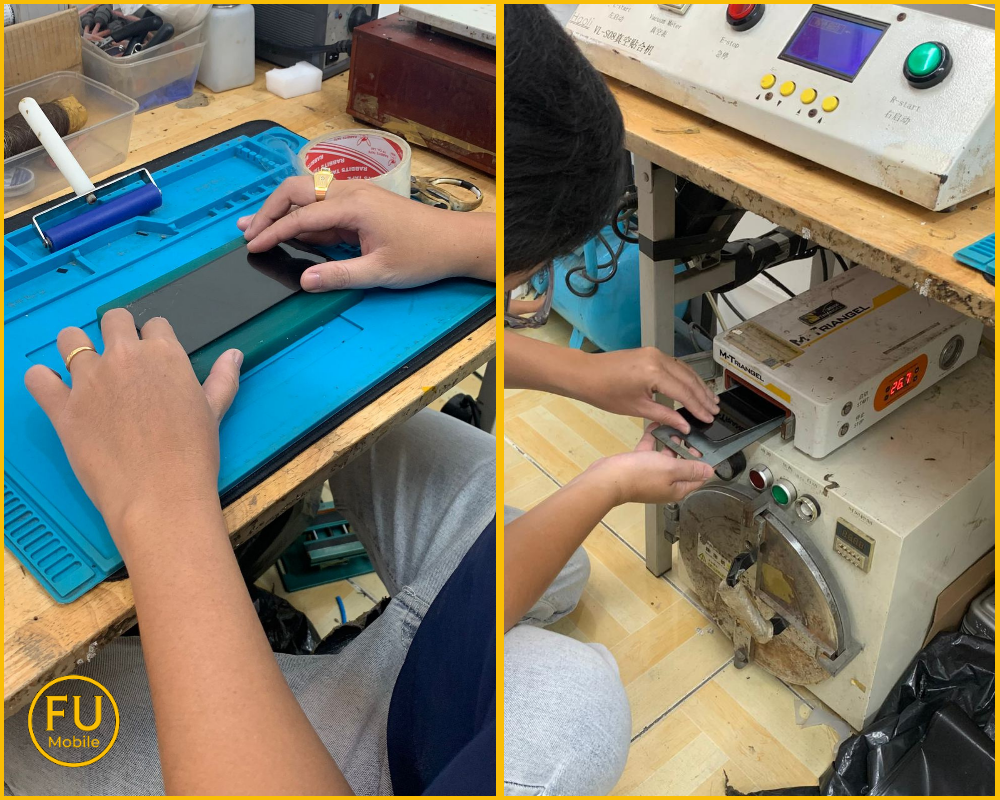 Quy trình ép kính Samsung Galaxy M01 tại FUmobile