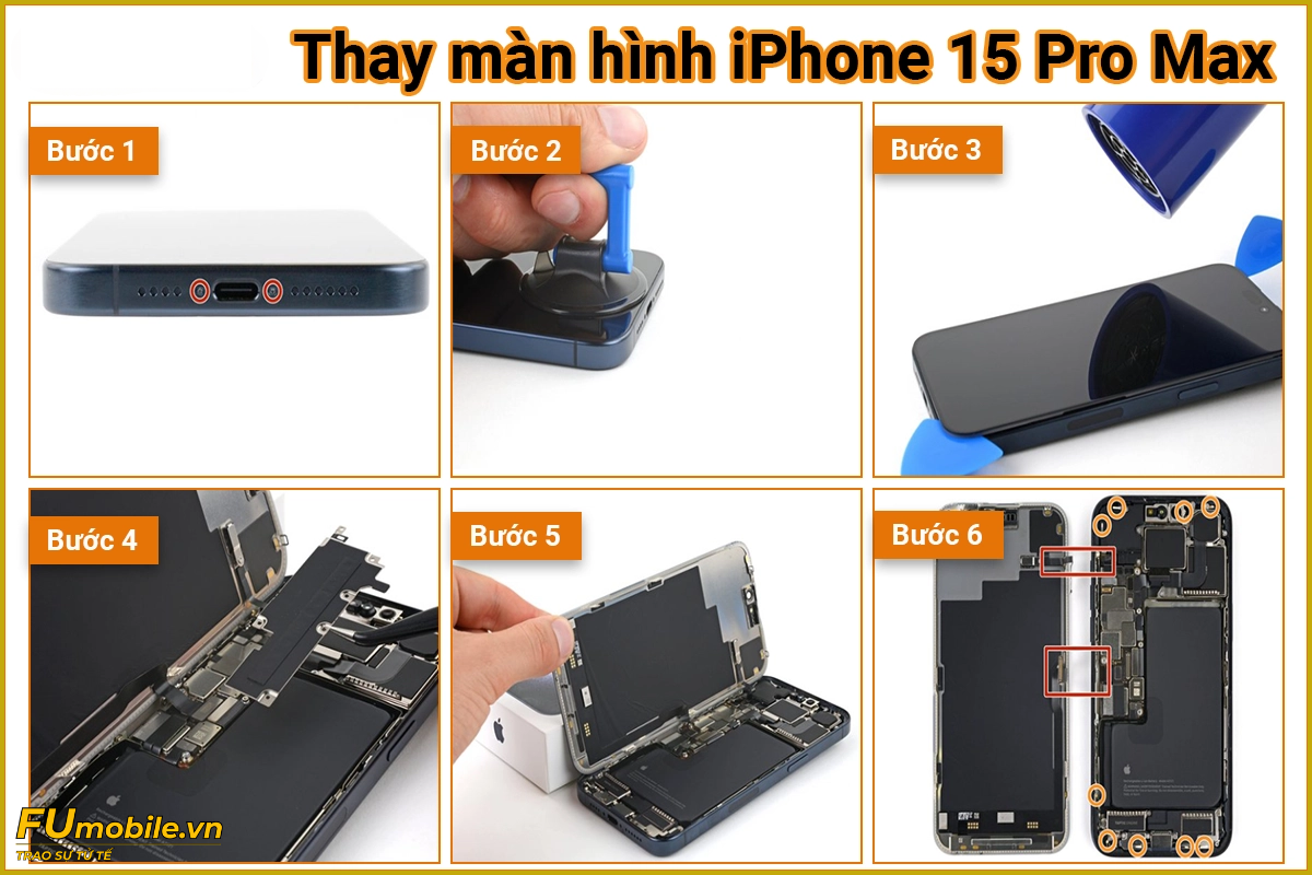 Quy trình thay màn hình iPhone 15 Pro Max