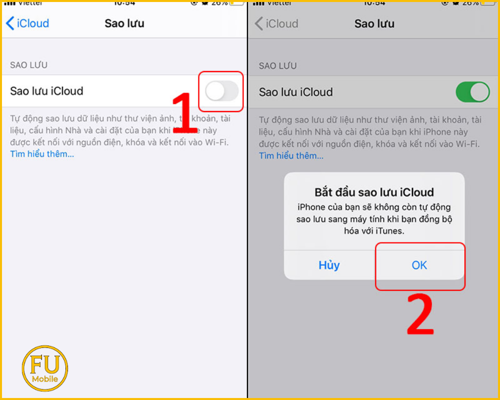 Sao lưu dữ liệu bằng iCloud trên điện thoại