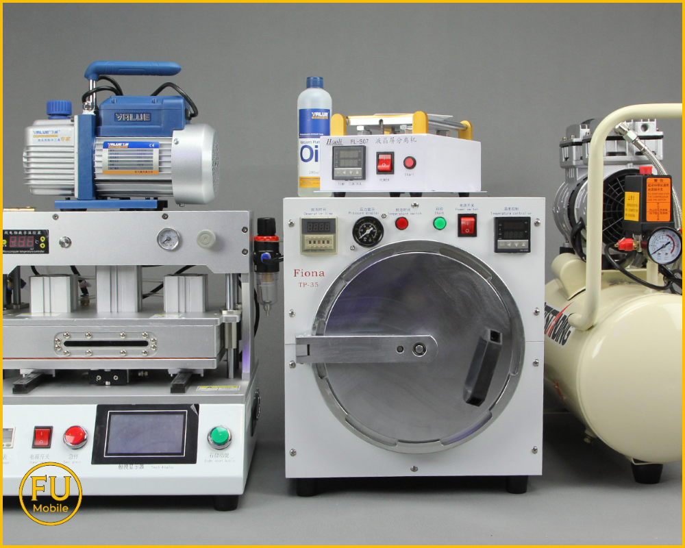 Trang thiết bị ép kính chuyên dụng tại FU Mobile