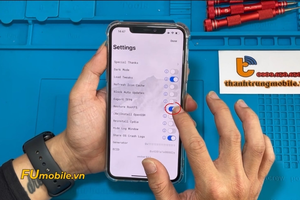 xoá jailbreak unc0ver a2